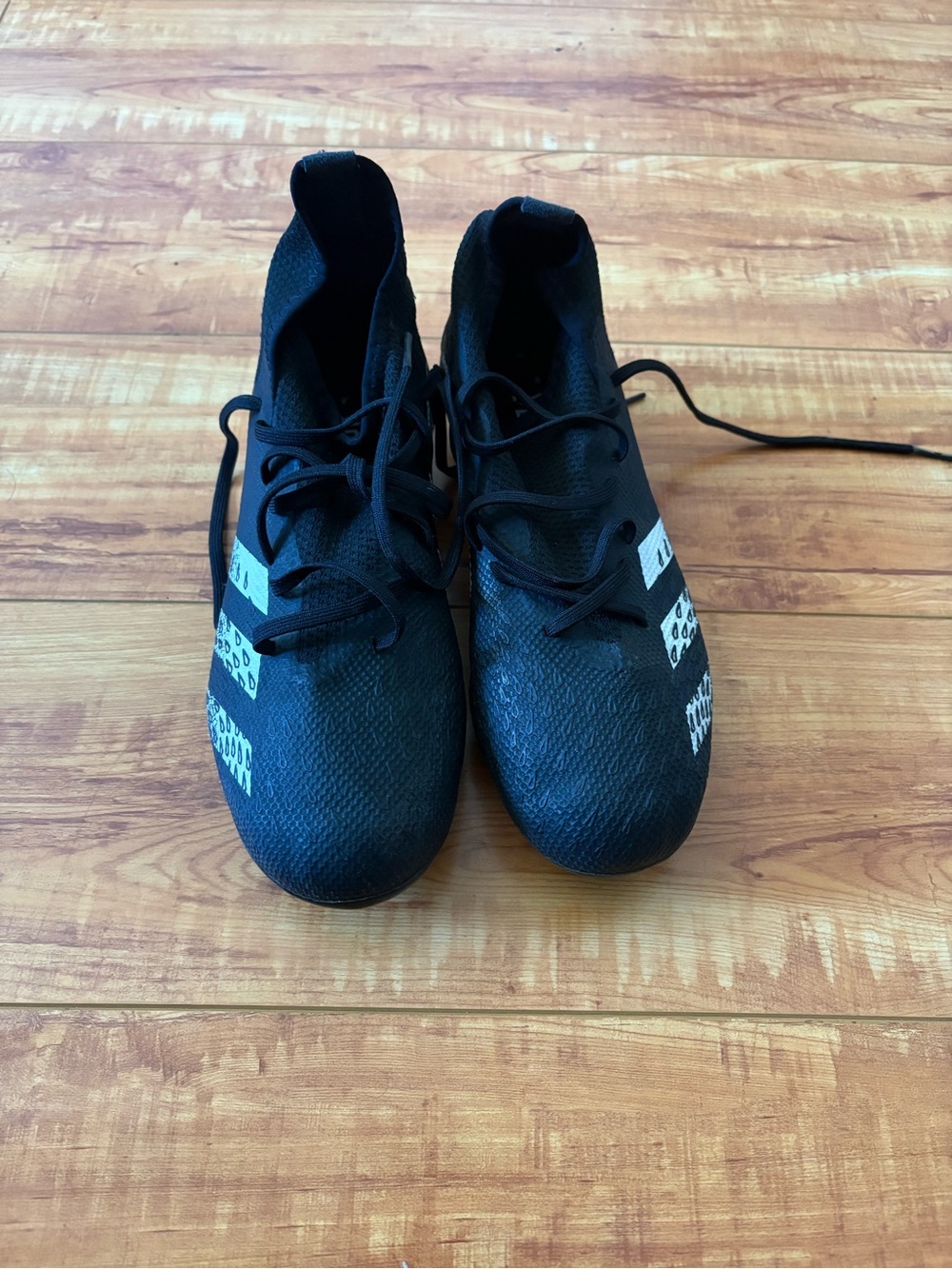 adidas Black Soccer Cleats with White Stripes